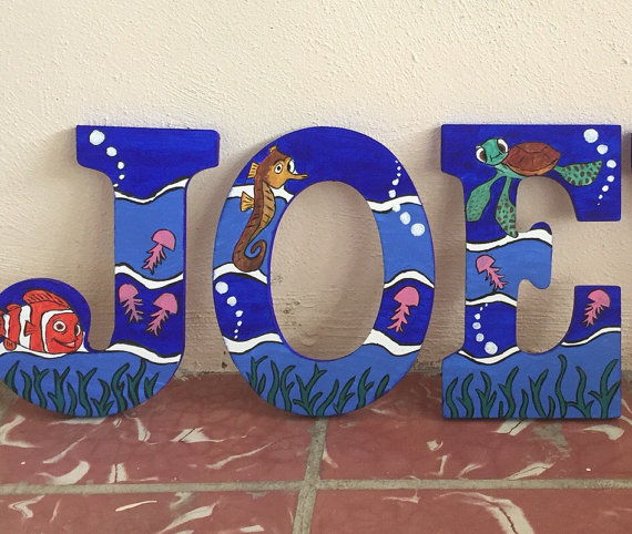 570x482 Finding Nemo Painted Letters - Finding Nemo Painting