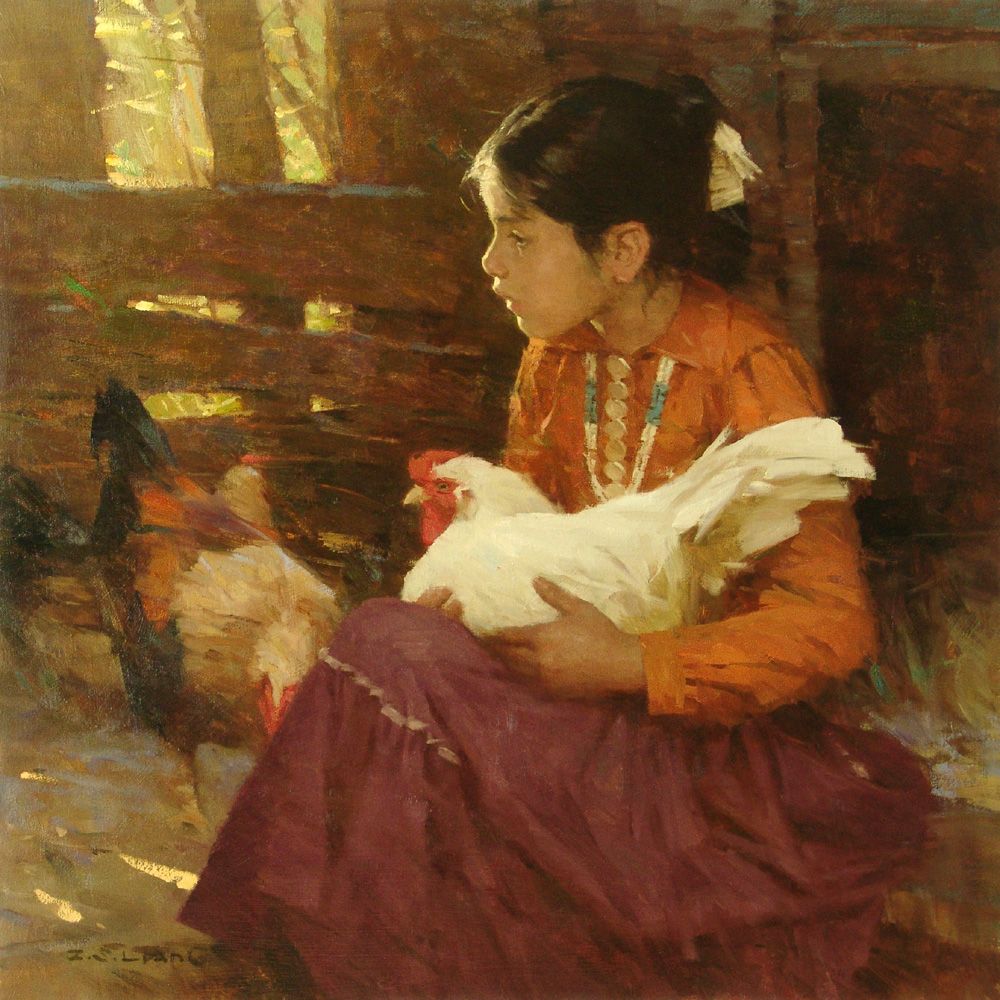 1000x1000 Fine Art Oil Painting By Z. S. Liang Pinning With My Peeps! ~the - Fine Art Oil Painting