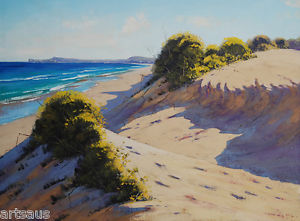 300x221 Beach Oil Painting Sand Dunes Seascape Fine Art By Listed Artist - Fine Art Painting
