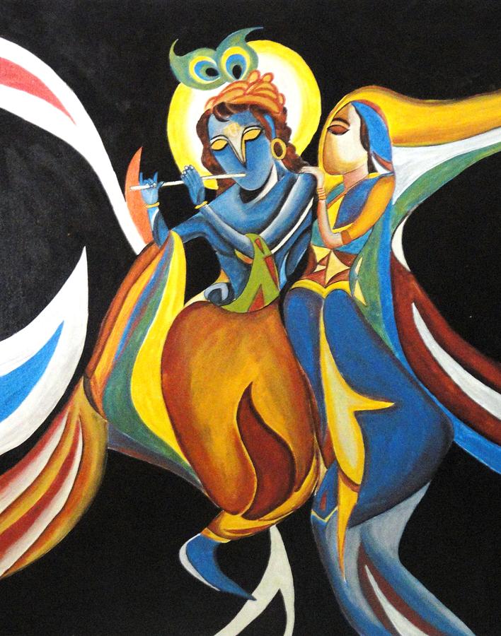 708x900 Shree Radha Krishna Painting By Monika Sharma - Fine Art Painting Ideas