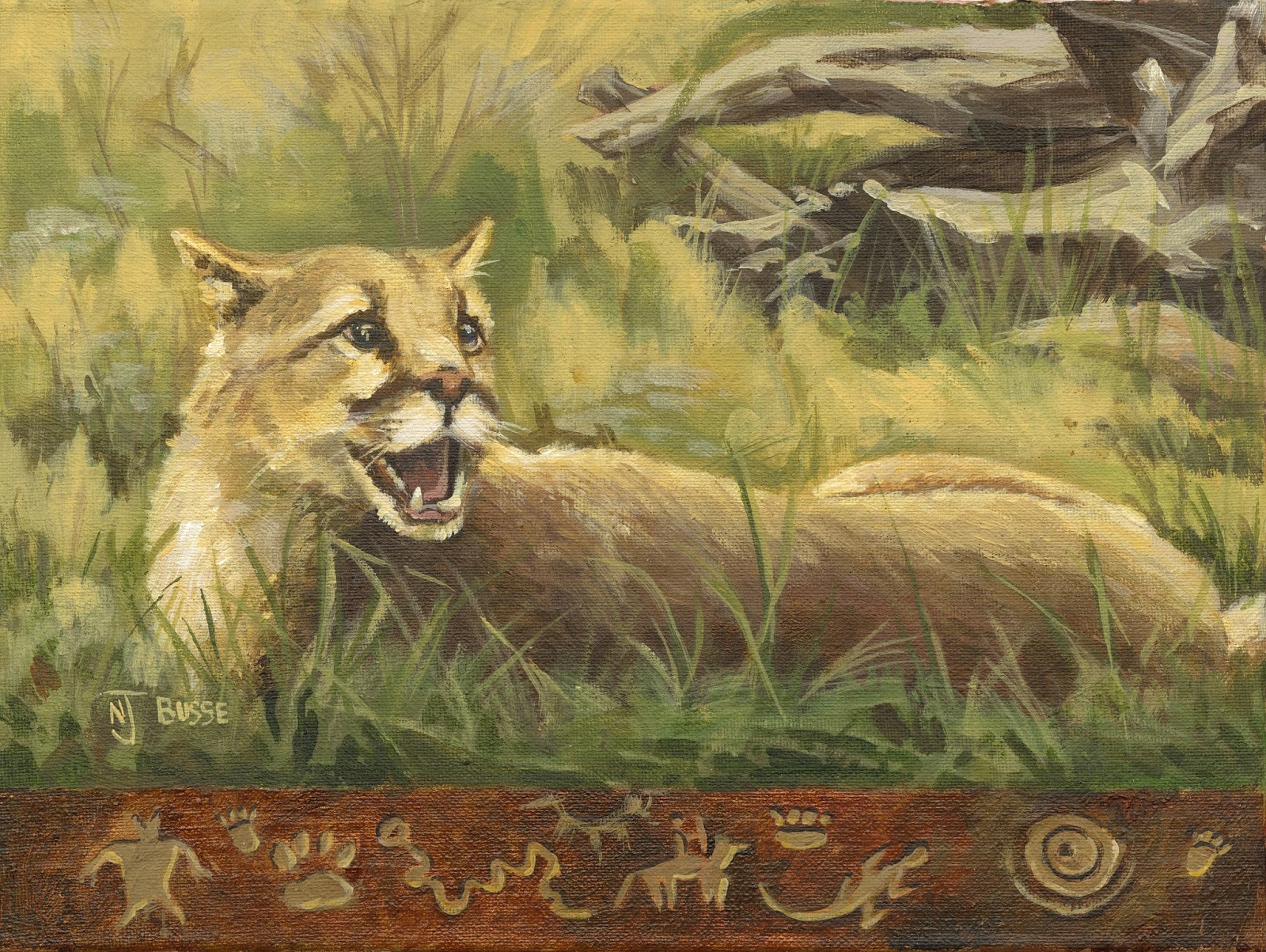 1600x1203 Nj Busse Fine Art Original Wildlife, Mountain Lion Painting - Fine Painting Nj