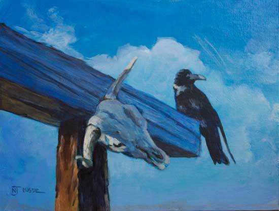 550x416 Nj Busse Fine Art Raven Wildlife Painting Violet Contemplates - Fine Painting Nj