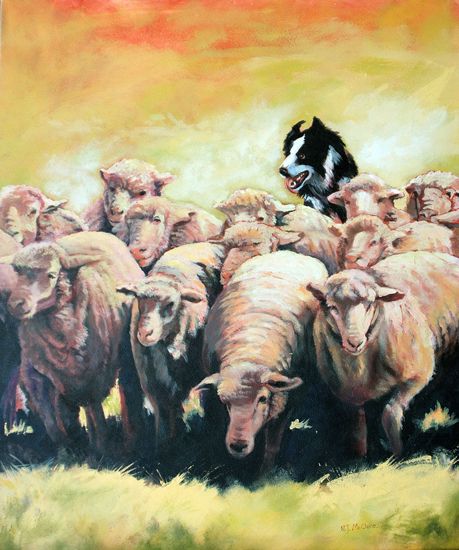 459x550 Nj Busse Fine Art Western Fine Art Painting, Sheep, Ranch - Fine Painting Nj
