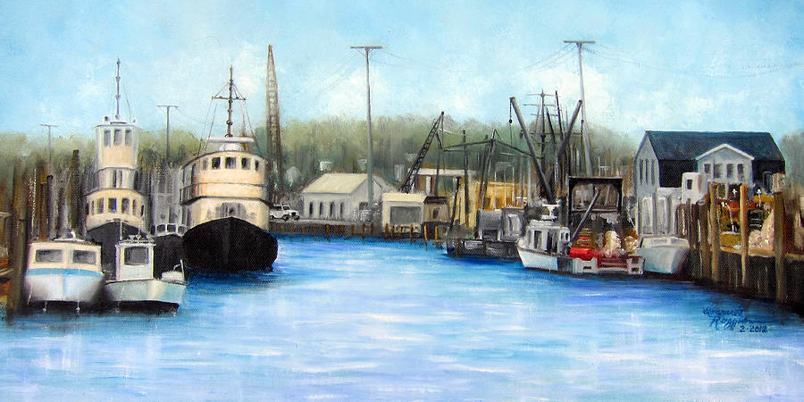 900x450 Belford Fishing Seaport Nj Painting By Leonardo Ruggieri - Fine Painting Nj