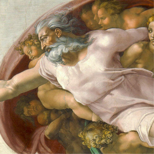 500x500 Michelangelo's Creation Of Adam - Finger Touching Finger Painting