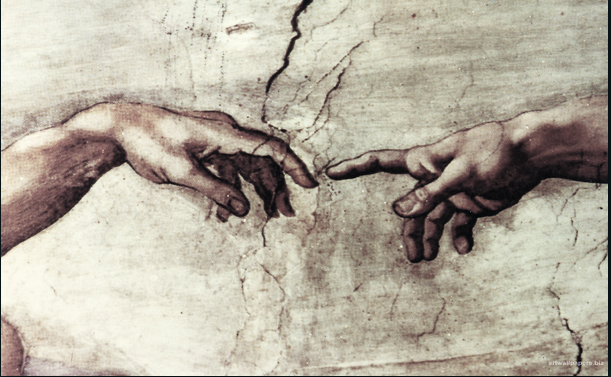 611x377 God Being Beloved - Fingers Touching Painting
