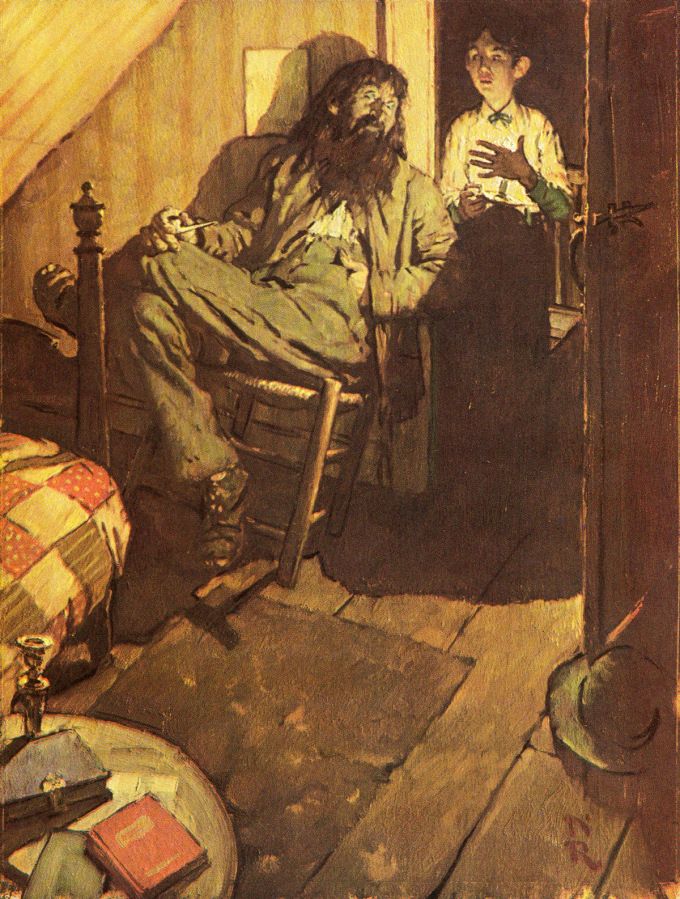 680x899 Norman Rockwell's Rare Illustrations For The Adventures - Finn Painting