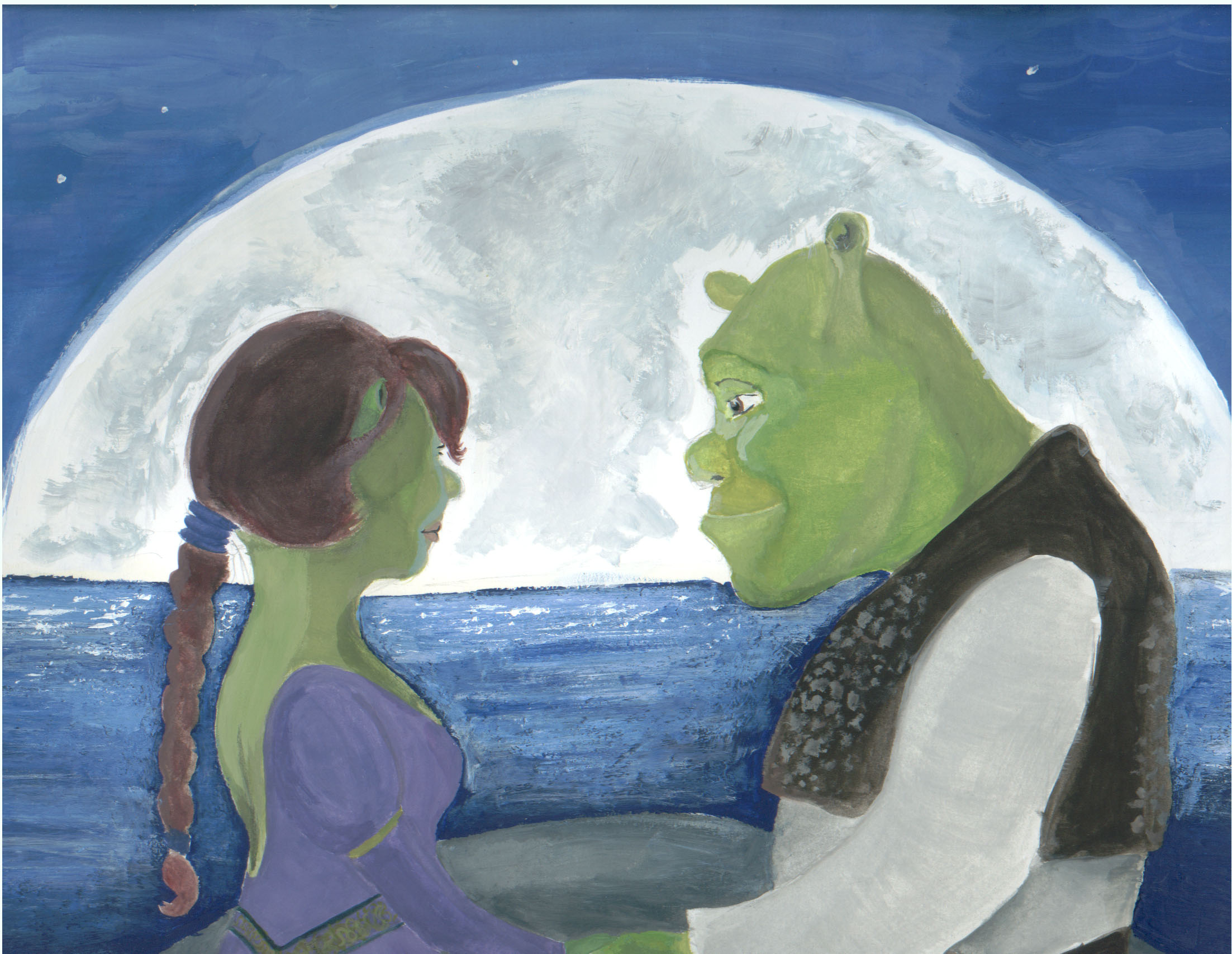 2205x1707 Shrek And Fiona By Silleress - Fiona Painting