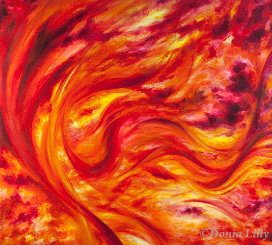 554x500 Abstract Fire Art Goddess Pele Contemporary Hawaii Art - Fire Art Painting