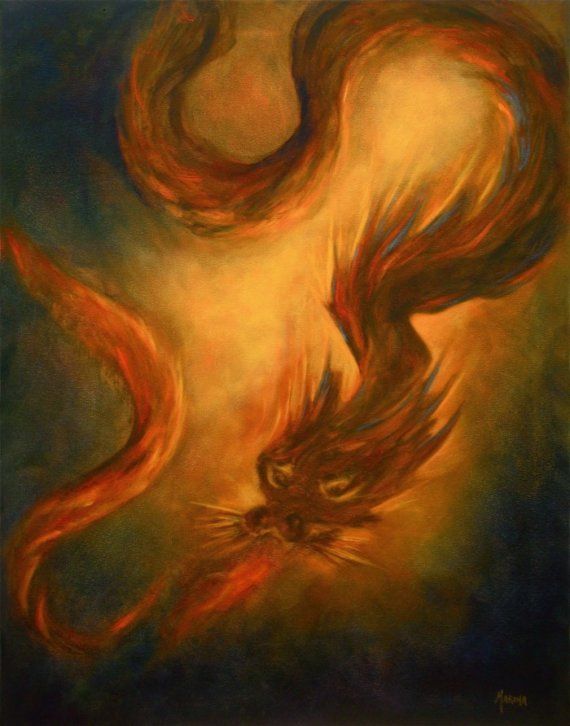 570x726 Dragon Firemythical Fantasy Dragon Original Oil Painting By - Fire Dragon Painting