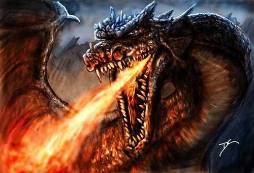 500x340 Dragon Painting Digital Painting Of Dragon Breathing - Fire Dragon Painting