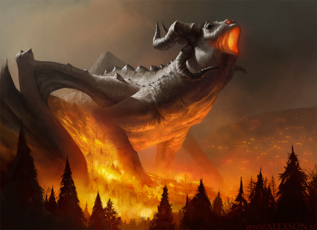 1024x742 Dragon Fire By Alexson1 - Fire Dragon Painting