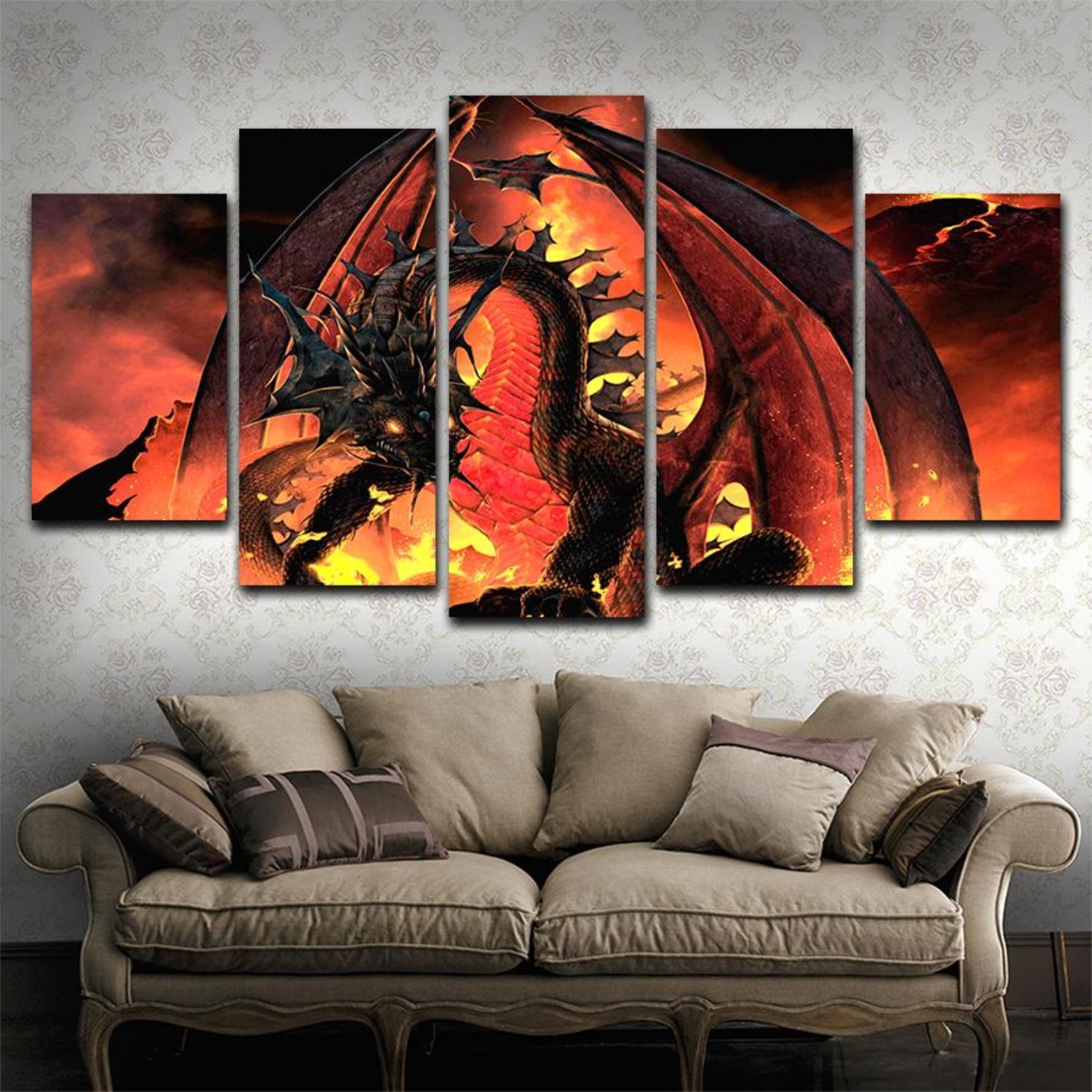 1500x1500 Dragons Fire Canvas Painting Dakmoon We Will Rock You - Fire Dragon Painting