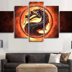 300x300 Fire Dragon Painting Canvas Wall Art 5pcs Chinese Dragons Stuff - Fire Dragon Painting
