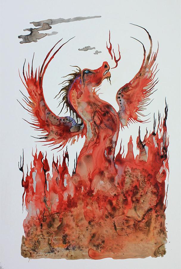 608x900 Fire Dragon Painting By Colleen Gray - Fire Dragon Painting
