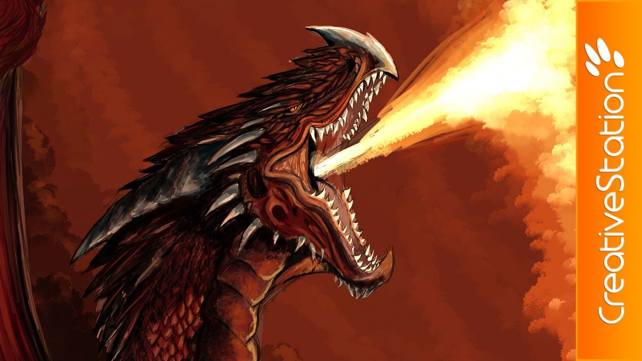 1280x720 Fire Dragon - Fire Dragon Painting