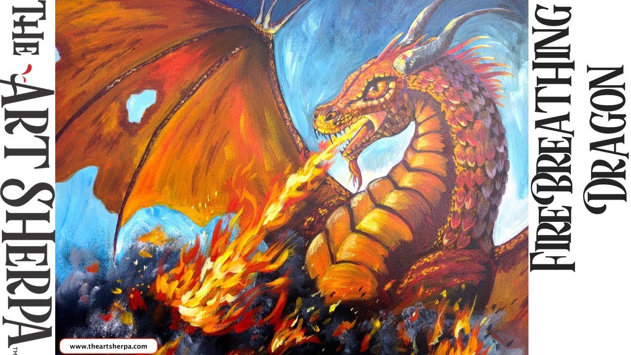 1280x720 How To Paint A Fire Breathing Dragon Acrylic Painting Tutorial - Fire Dragon Painting