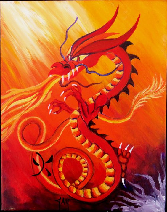 564x716 Abstract Dragon Painting - Fire Dragon Painting