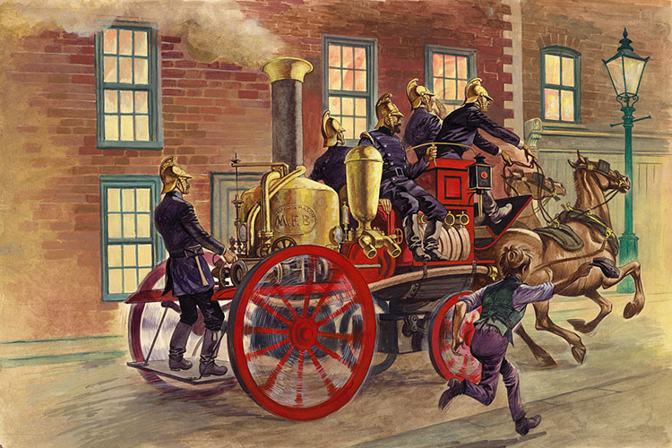 750x500 Victorian Fire Engine By Peter Jackson - Fire Engine Painting