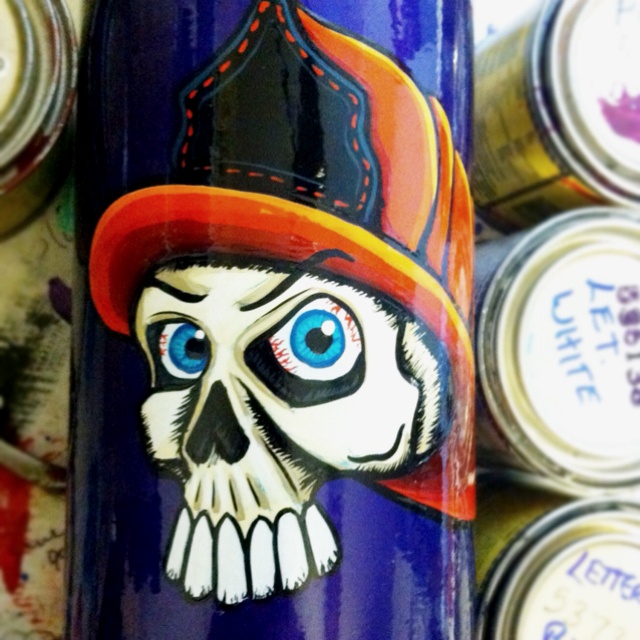 640x640 Fireman Skull On A Fire Extinguisher. My Pinstriping, Painting - Fire Extinguisher Painting