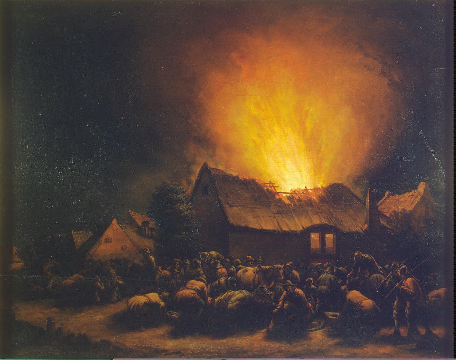 1484x1174 Fire In A Village Painting Poel Egbert Lievensz Van Der Oil - Fire Painting