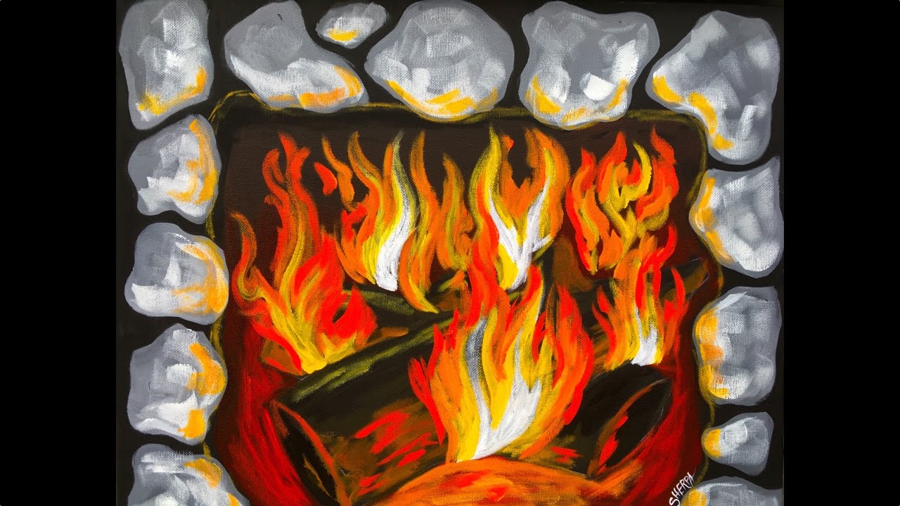 1280x720 How To Paint Fire And A Fireplace Beginner Acrylic Painting - Fire Painting