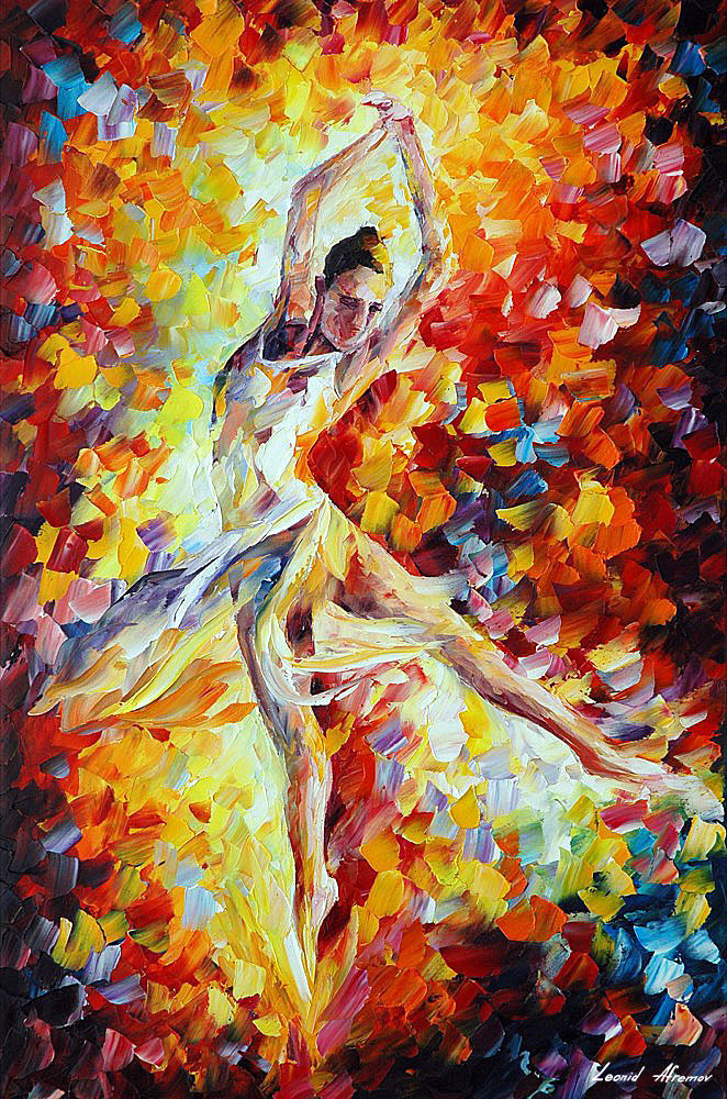 662x1000 Candle Fire Palette Knife Oil Painting On Canvas By Leonid - Fire Painting