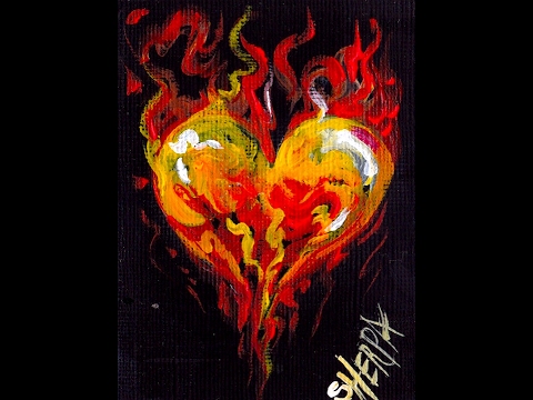 480x360 How To Make Artist Trading Cards The Art Sherpa Heart On Fire - Fire Painting Artist