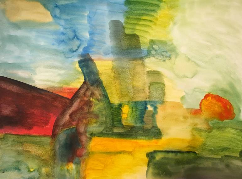 770x572 Saatchi Art Fire In The Field Feu Dans Les Champs Painting By - Fire Painting Artist