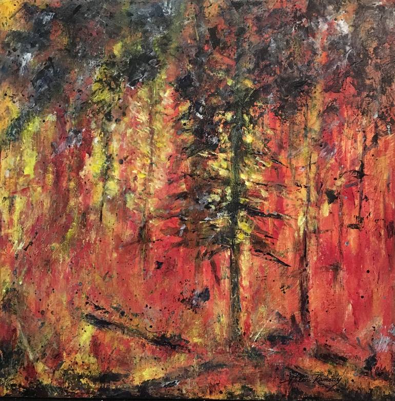 770x782 Saatchi Art Forest Fire Painting By Helen Ramsay - Fire Painting Artist