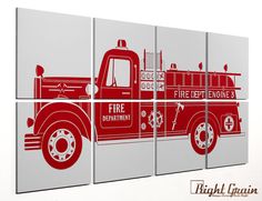 236x181 Lady Poppins Fire Truck And Dalmation Canvas Painting 20 X 16 - Fire Truck Painting