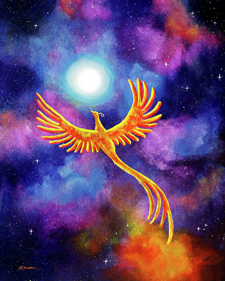 719x900 Soaring Firebird In A Cosmic Sky Painting By Laura Iverson - Firebird Painting