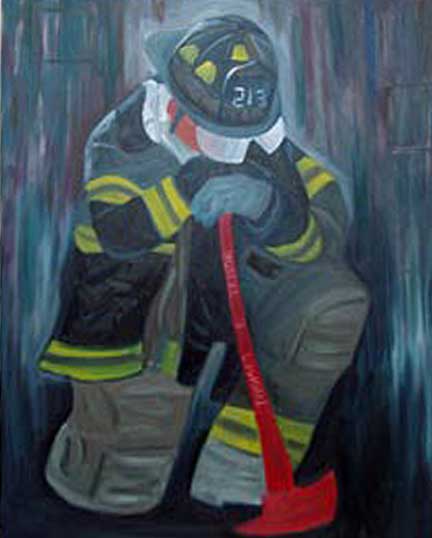 432x538 Firefighter Painting - Firefighter Painting