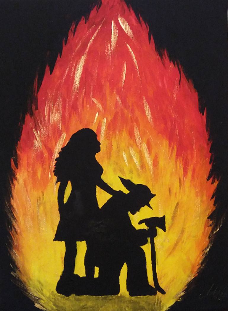 770x1049 Saatchi Art Firefighter Love Painting By Mocian Anisia - Firefighter Painting