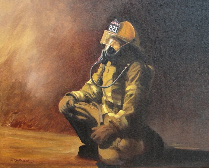693x558 Artist Dave Garner - Firefighter Painting
