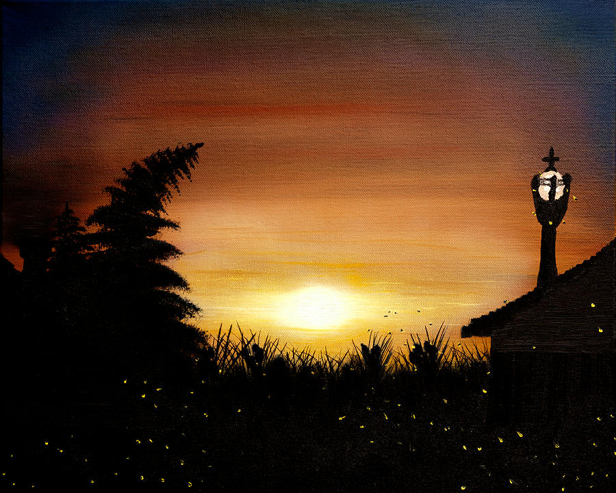 900x720 Firefly Frenzy Painting By Claude Beaulac - Firefly Painting