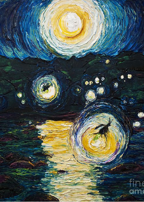 500x700 Fireflies Over The Susquehanna Greeting Card For Sale By Paris - Firefly Painting
