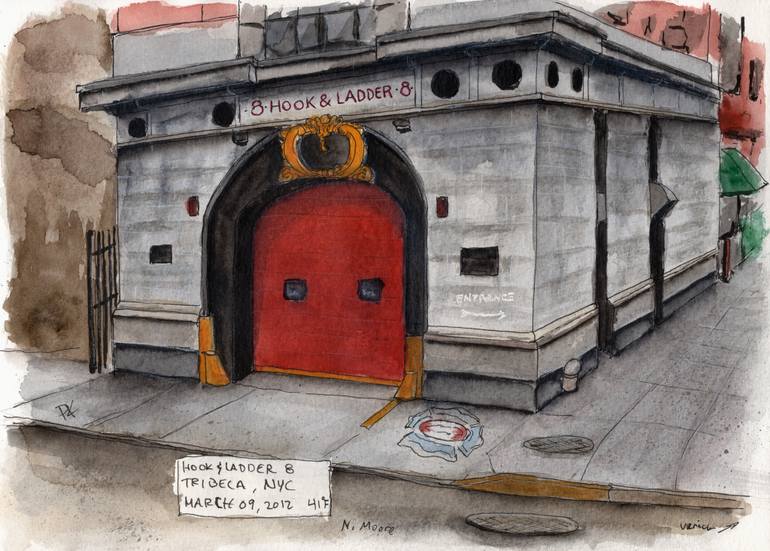 770x551 Saatchi Art Hook Amp Ladder No 8 Firehouse, Nyc Painting By Peter Koval - Firehouse Painting