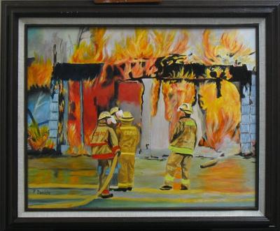 400x331 Oil Paintings By Artist Peggy, Coos Bay Oregon - Fireman Painting