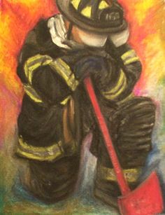 236x307 Vintage Fire Poster - Fireman Painting