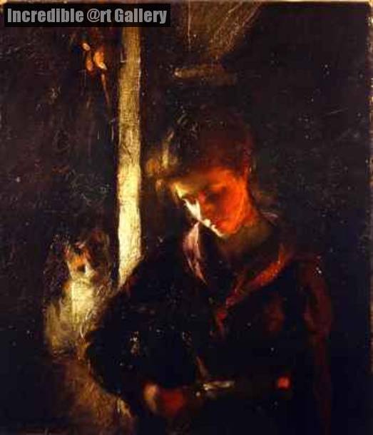 523x610 By The Fireside By Frank Bramley - Fireside Painting