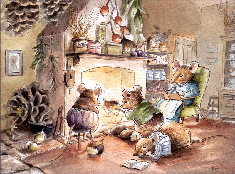 800x592 Fireside Mice By Gabrielevans - Fireside Painting