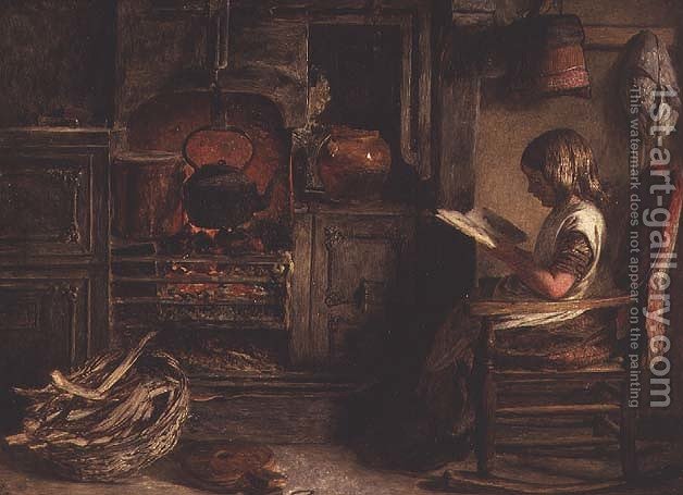 628x455 The Cottage Fireside James Dawson Watson Reproduction 1st Art - Fireside Painting