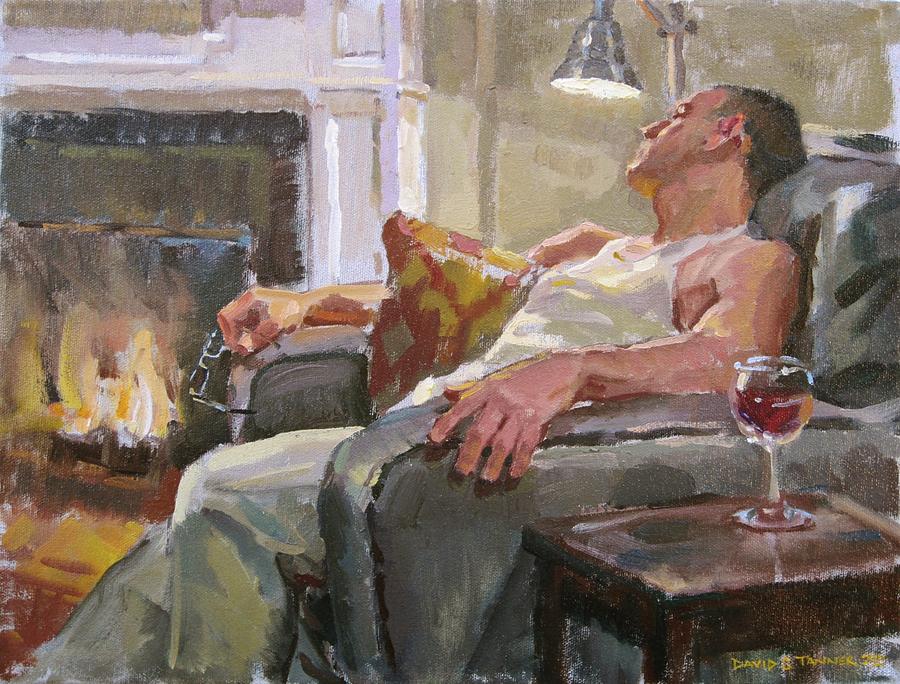 900x684 By The Fireside Painting By David Tanner - Fireside Painting