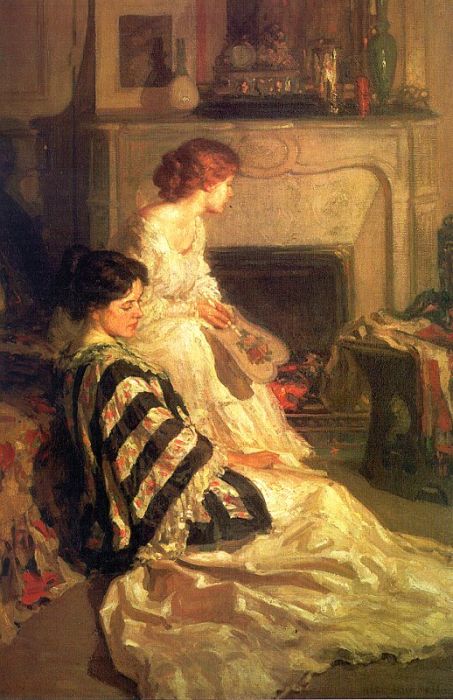 453x700 By The Fireside, 1909 - Fireside Painting