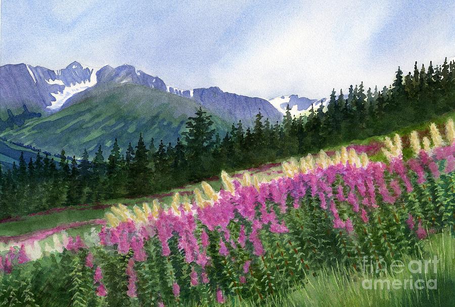 900x608 Glacier Valley Fireweed Painting By Sharon Freeman - Fireweed Painting