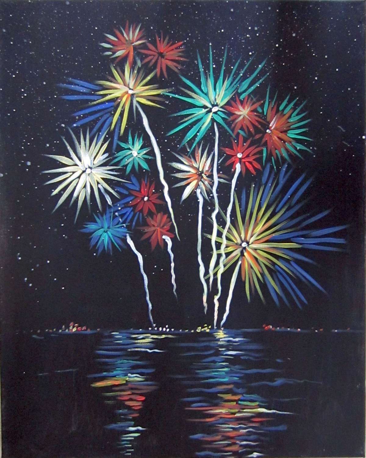1200x1500 Oscar Rivas I Chose It Because New Years Eve Is Coming Up, So - Fireworks Painting