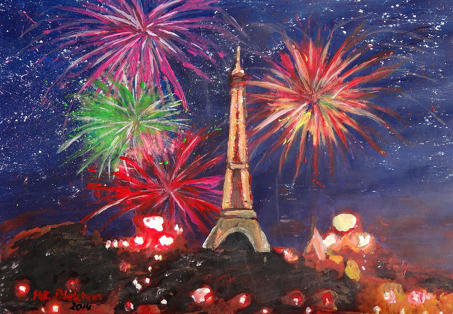 900x623 Paris Eiffel Tower City Of Love With Silvester New Years Fireworks - Fireworks Painting