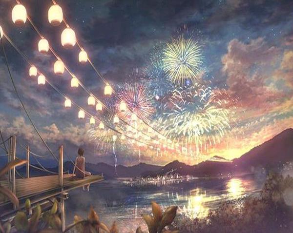 600x478 Diy Painting By Numbers - Fireworks Painting