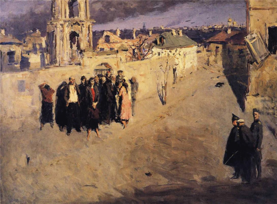 1090x805 Facing A Firing (C. 1940s) By Viktor G. Tsyplakov Into - Firing Squad Painting